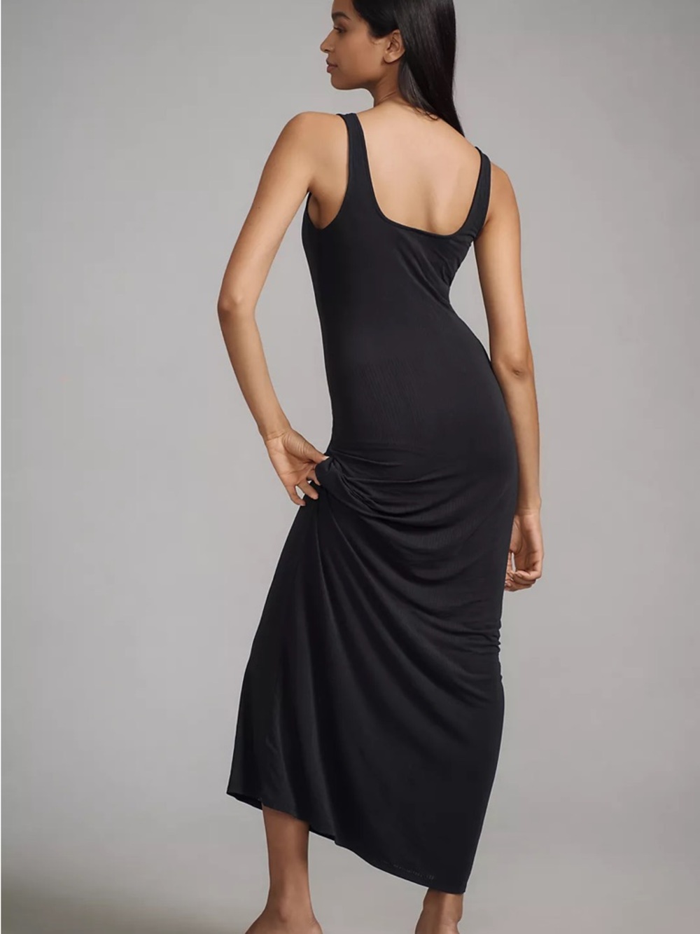 Anthropologie Classic Black Scoop Neck Maxi Dress - Picture 4 of 9